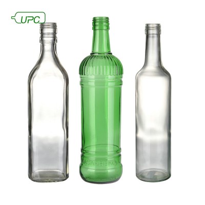 Clear custom color wholesale 473ml glass liquor spirit bottle